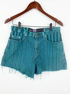 Levi’s Vintage Silver Tab Baggy Striped Cut Off Distressed Frayed Shorts Size 31